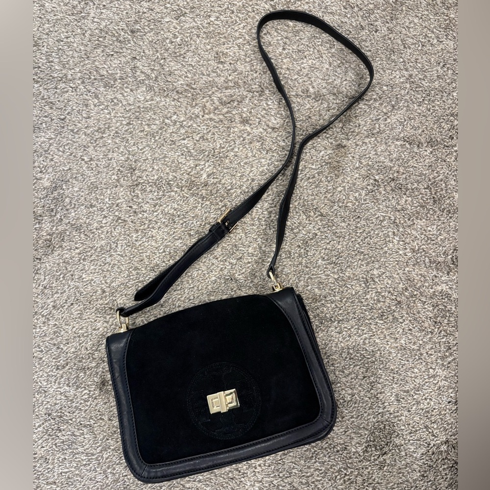 Tory Burch Gloria suede and leather crossbody bag